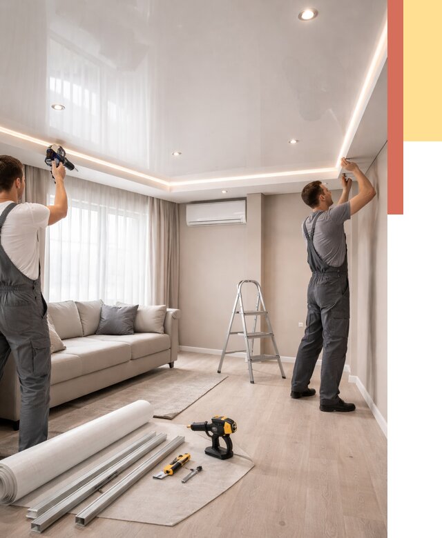 Монтаж глянцевого натяжного потолка в Салехарде от 803 руб. под ключ | ОТДЕЛОЧНИК-Слх