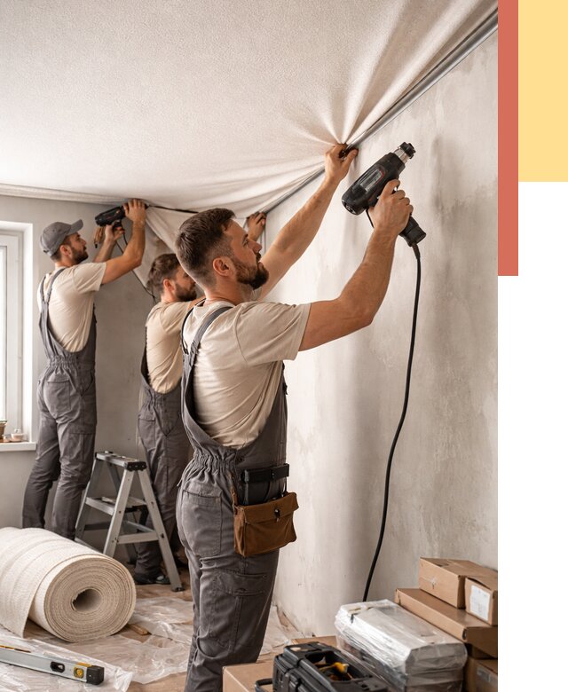 Монтаж фактурного натяжного потолка в Салехарде от 803 руб. — ОТДЕЛОЧНИК-Слх