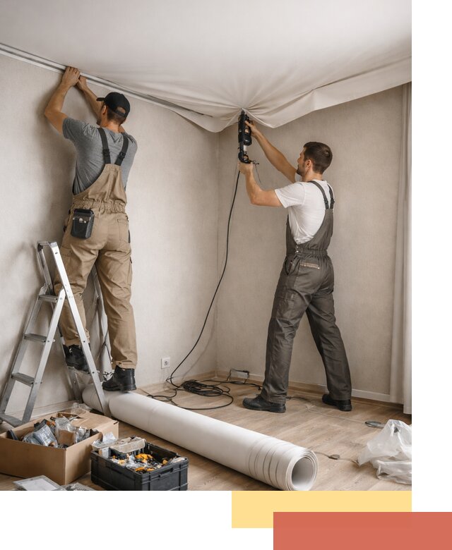 Монтаж цветного натяжного потолка в Салехарде за один день