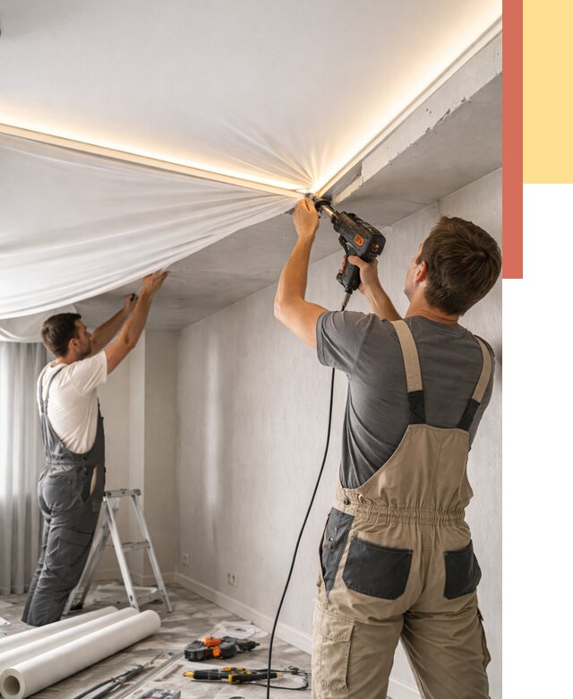 Монтаж натяжного потолка с подсветкой в Салехарде от 1017 руб. | ОТДЕЛОЧНИК-Слх