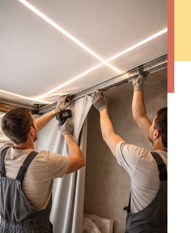 Монтаж натяжного потолка со световыми линиями в Салехарде от 1284 руб. | ОТДЕЛОЧНИК-Слх