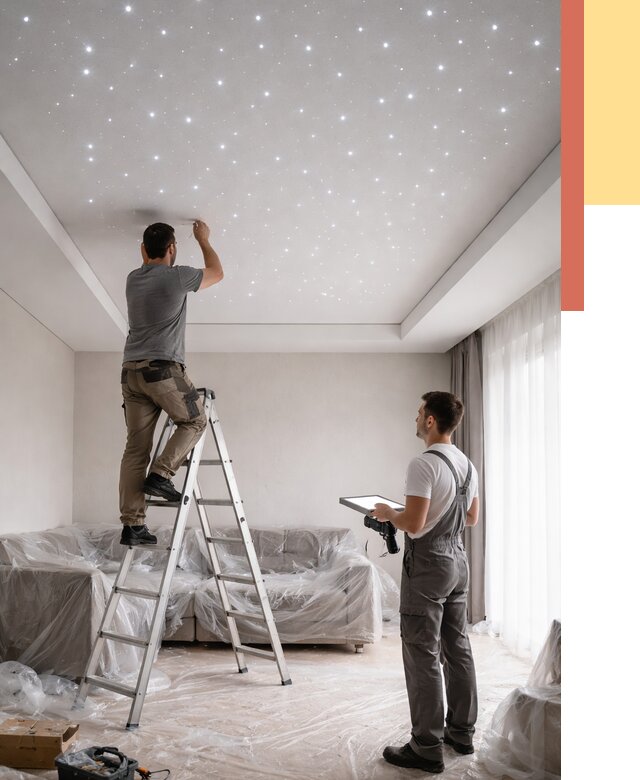 Монтаж натяжного потолка «звездное небо» в Салехарде от 6958 руб. | ОТДЕЛОЧНИК-Слх