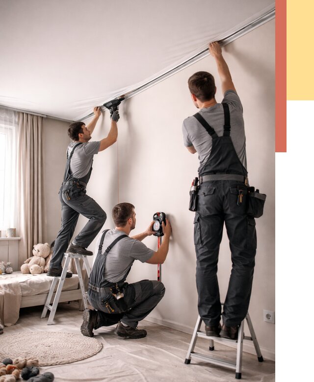 Монтаж натяжного потолка в детской в Салехарде от 3746 руб. — быстро и недорого | ОТДЕЛОЧНИК-Слх