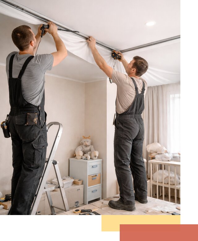 Монтаж натяжного потолка в детской комнате в Салехарде