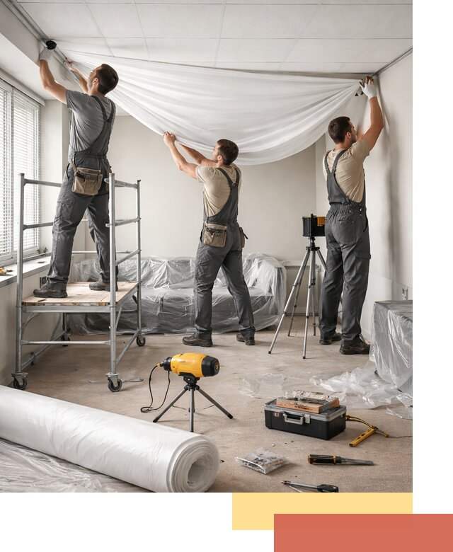 Монтаж натяжного потолка в офисе в Салехарде