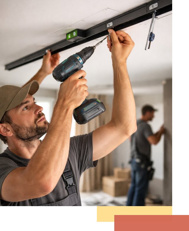 Установка трековых светильников в натяжной потолок в Салехарде