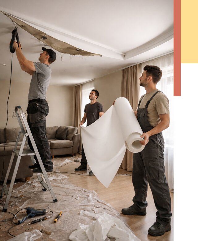 Замена полотна натяжного потолка в Салехарде от 10169 руб. быстро и недорого | ОТДЕЛОЧНИК-Слх