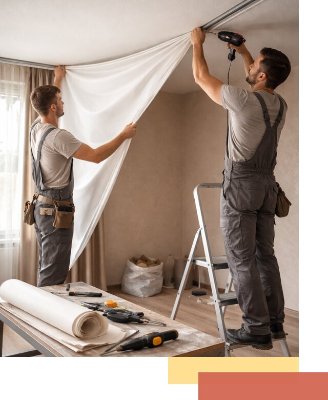 Замена полотна натяжного потолка в Салехарде быстро и качественно