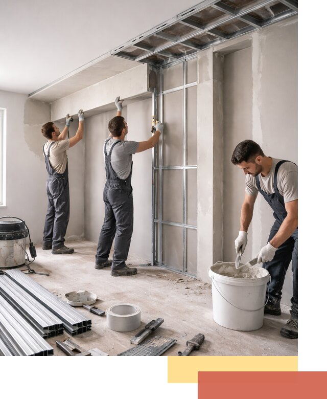 Монтаж потолка из гипсокартона с нишей в Салехарде