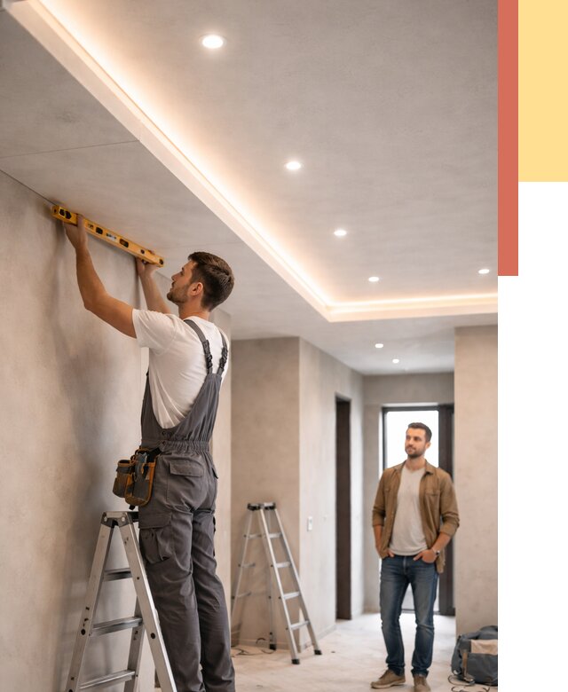 Потолок из гипсокартона с подсветкой в Салехарде от 803 руб./м2 под ключ | ОТДЕЛОЧНИК-Слх