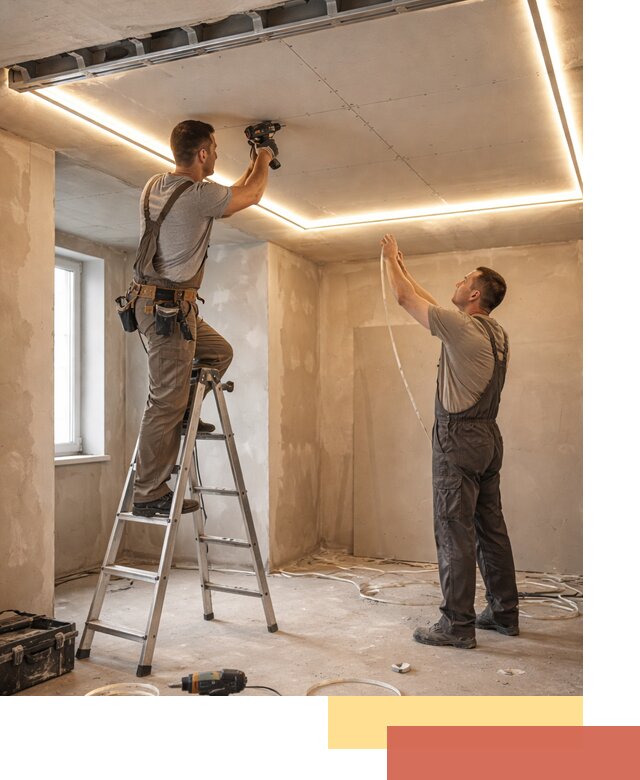 Потолок из гипсокартона с подсветкой в Салехарде