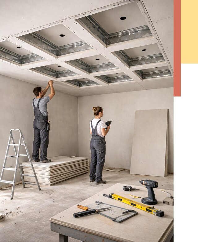 Кессонный потолок из гипсокартона в Салехарде от 1980 руб. — монтаж и под ключ | ОТДЕЛОЧНИК-Слх