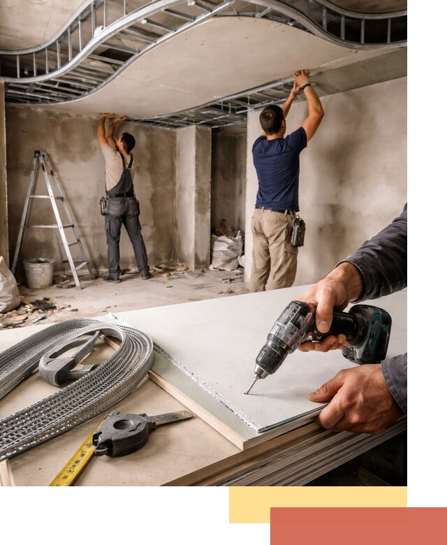 Криволинейный потолок из гипсокартона в Салехарде — монтаж и отделка