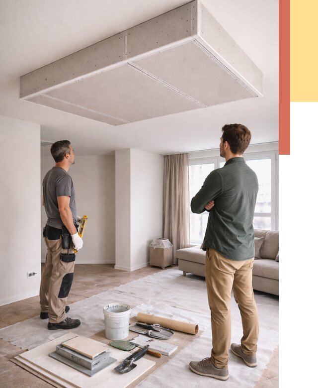 Короб на потолке из гипсокартона в Салехарде от 2355 руб. — монтаж и услуги под ключ | ОТДЕЛОЧНИК-Слх