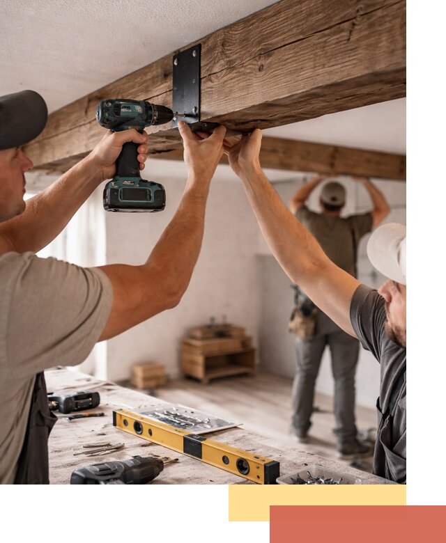 Монтаж декоративных потолочных балок в Салехарде